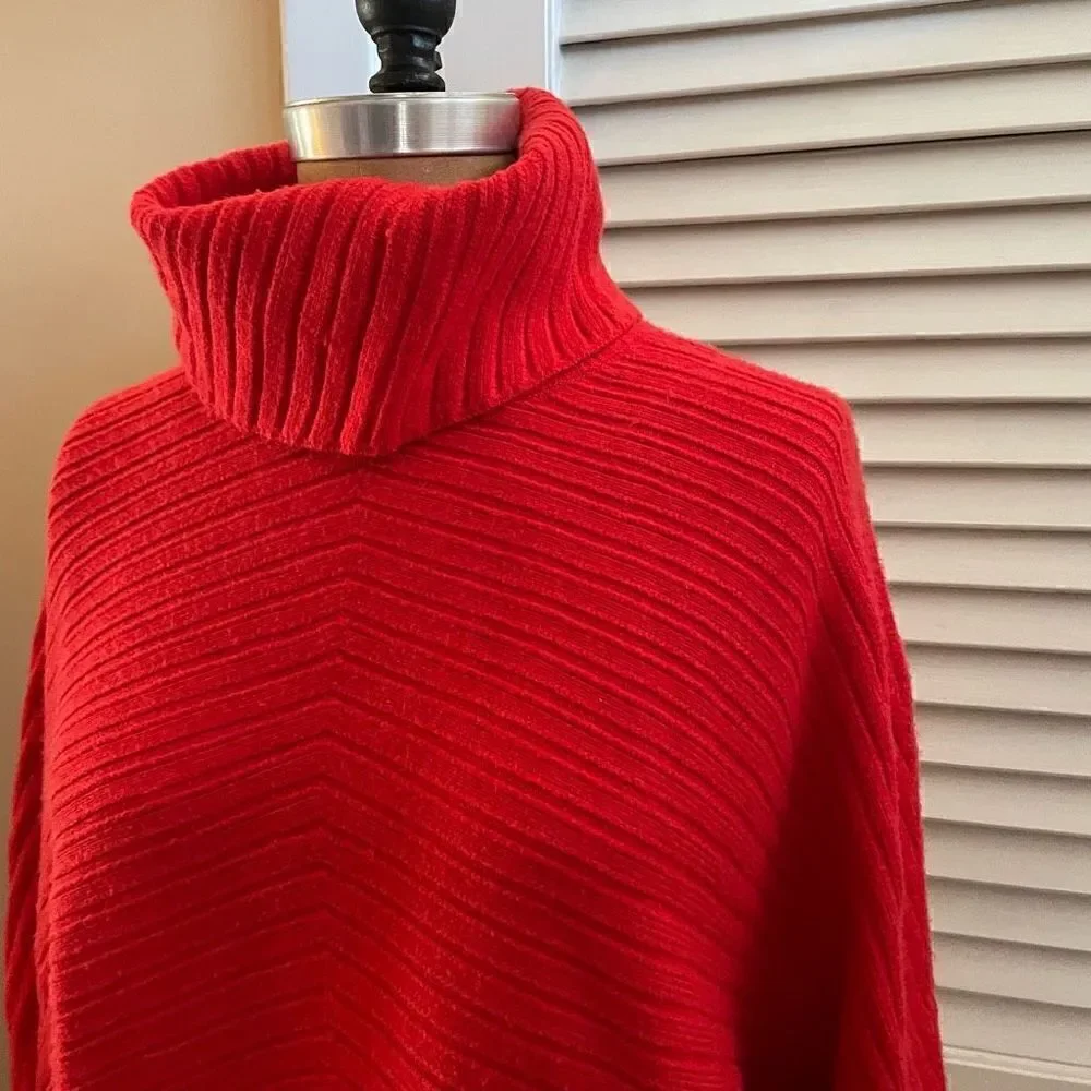 ANTHROPOLOGIE | moth red ribbed cowl neck dolman sweater XS - Picture 4 of 10
